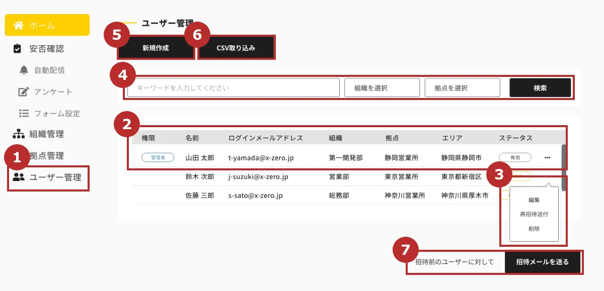 ユーザーを登録・編集・削除する｜管理者マニュアル｜クロスゼロ crosszero